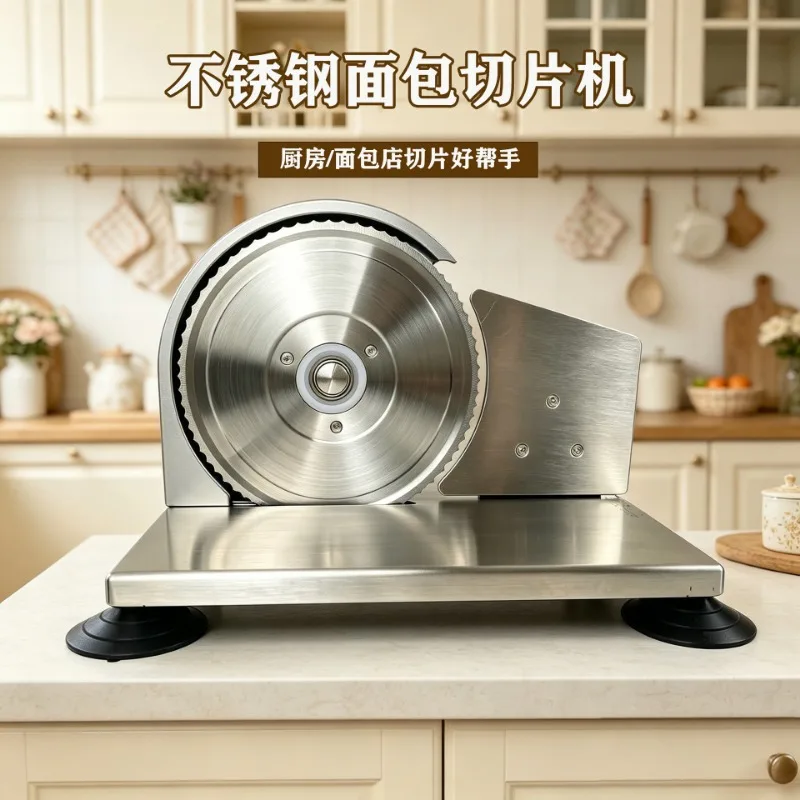 Manual bread slicer, stainless steel knife plate + non-slip base, adjustable thickness toast slicing tool