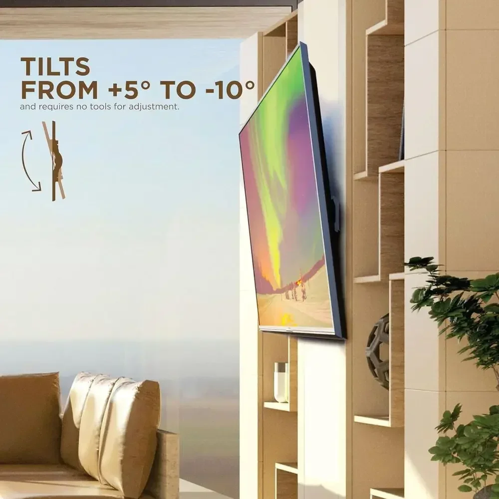 Heavy-Duty Wall Mount for 60-110 Inch TVs, Low Profile, Fits Flat and Curved Displays, Covers 3 Studs