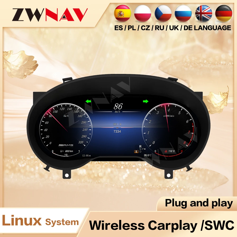 2026 Update LCD Digital Dashboare For Benz a GLA CLA 2016-2019 Speed Meter Car Dashboard Display Virtual Digital Speedometer