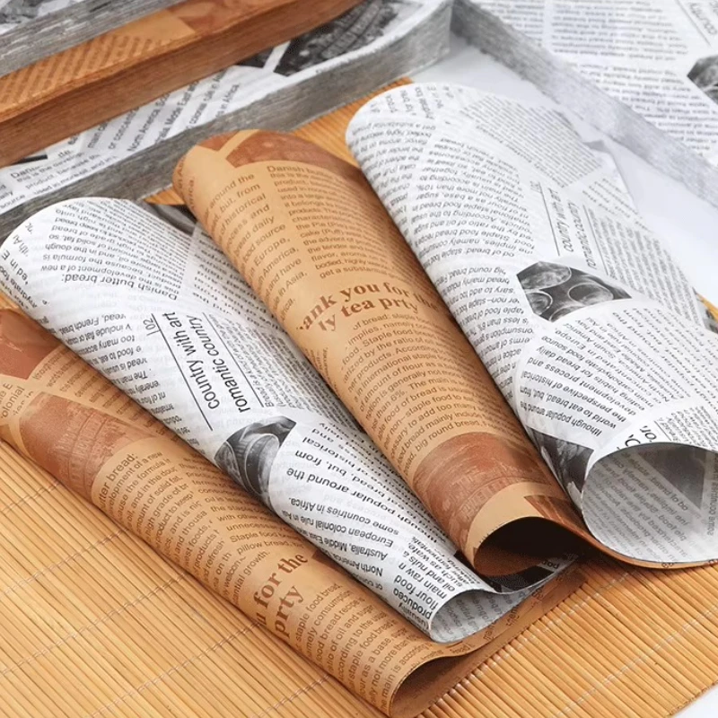 50 Uds. Almohadillas de papel absorbentes de aceite de papel a prueba de grasa de estilo americano para aperitivos fritos, bandejas para hornear barbacoa y pollo frito