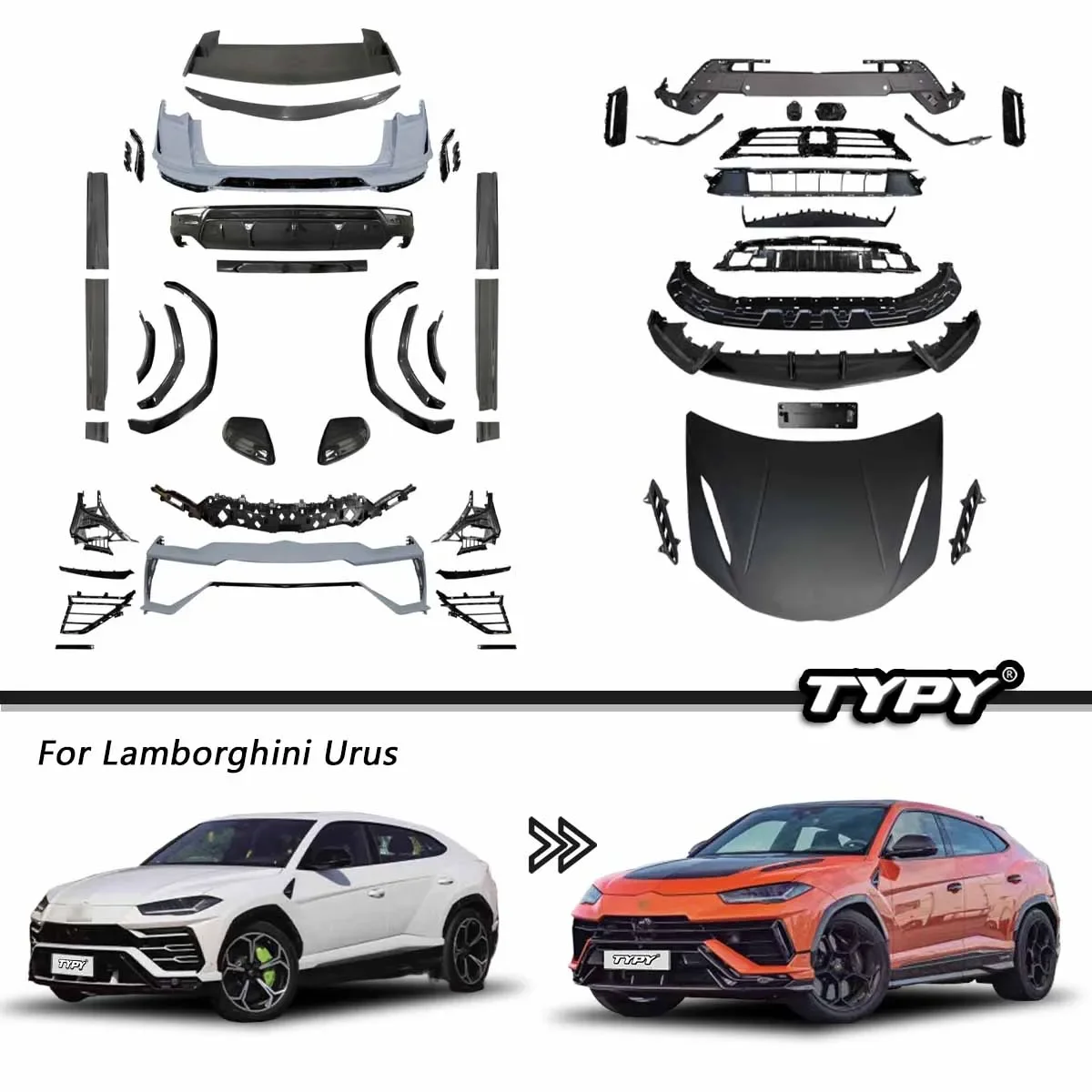 New Car Body Kit Assembly For Lamborghini Urus 2018-2022 Upgrade Modified To 2023 Urus Styles Body Kits 1:1 Design