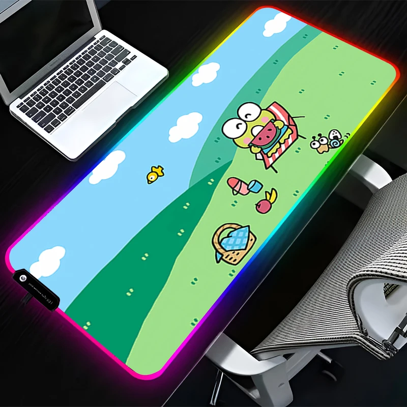 

RGB LED Mouse Pad K-kero K-kero K-keroppi Computer Desk Accessories Mouse Mat HD Rubber Keyboard Pad Non Slip Mousepad Desk Mat