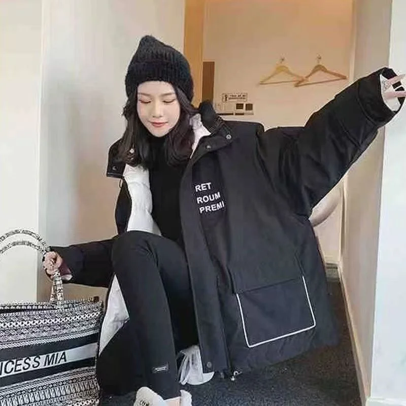 New Korean Version Of Retro Cotton-padded Coat Overalls 2024 Cotton-padded Bread Winter Loose Joker Thickened Cotton-padded Coat