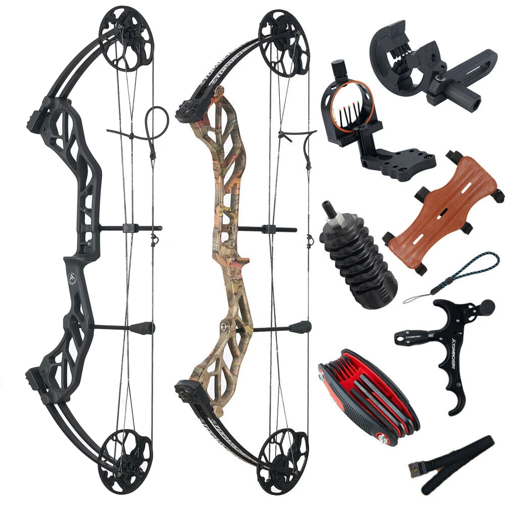 Compound Bow Archery Sets 19-70lbs Draw Weight Adjustable Shooting Right Hand Hunting Bows Adult Beginners Kit Up to IBO 320 Fps