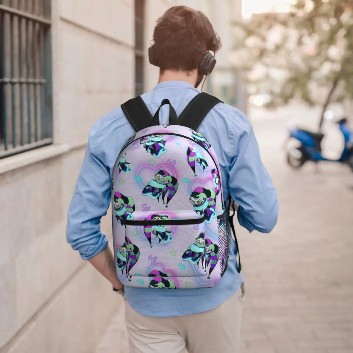 

Fizzarolli Fizz Neon Hearts And Stars Helluva Boss Backpack BookBag Kids School Bag Computer Shoulder Bags for Men Women