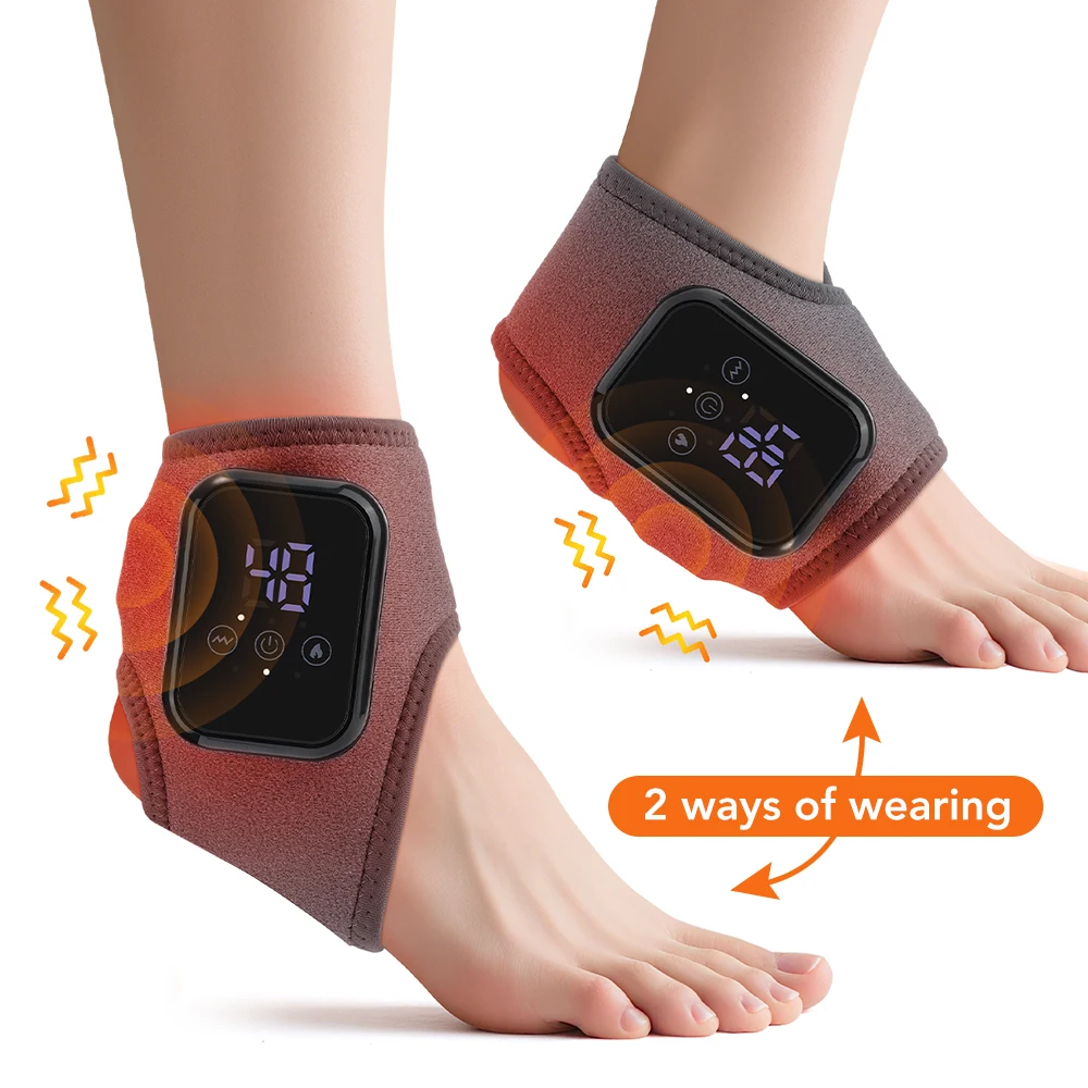 Electric Ankle Brace Foot Heat Massager 3 Levels Adjustable Hot Compress Vibration Massage Foot Joint Protection Support Tool