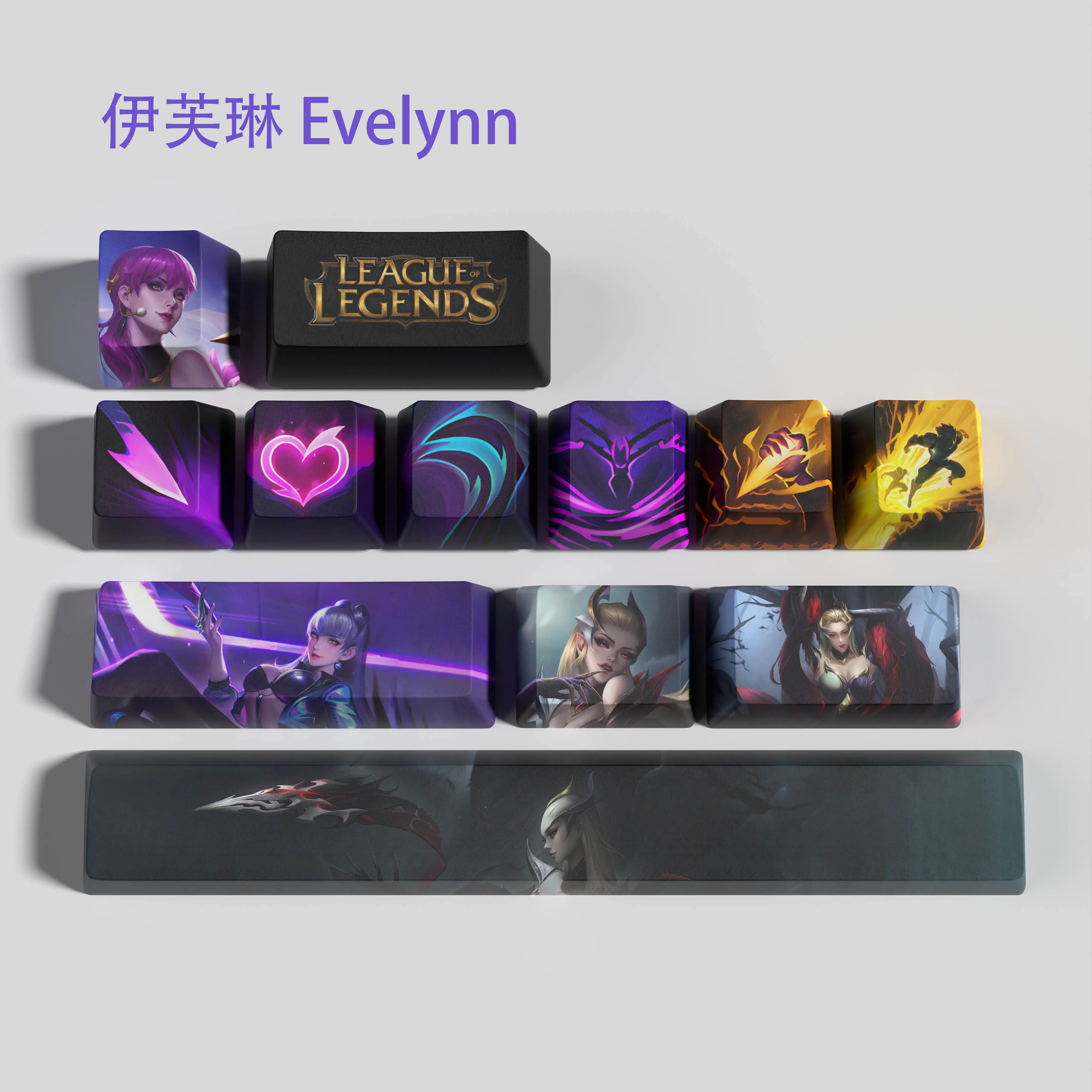 Evelynn keycaps League of Legends Evelynn keycaps game keycaps OEM Profile 12keys PBT dye sub keycaps