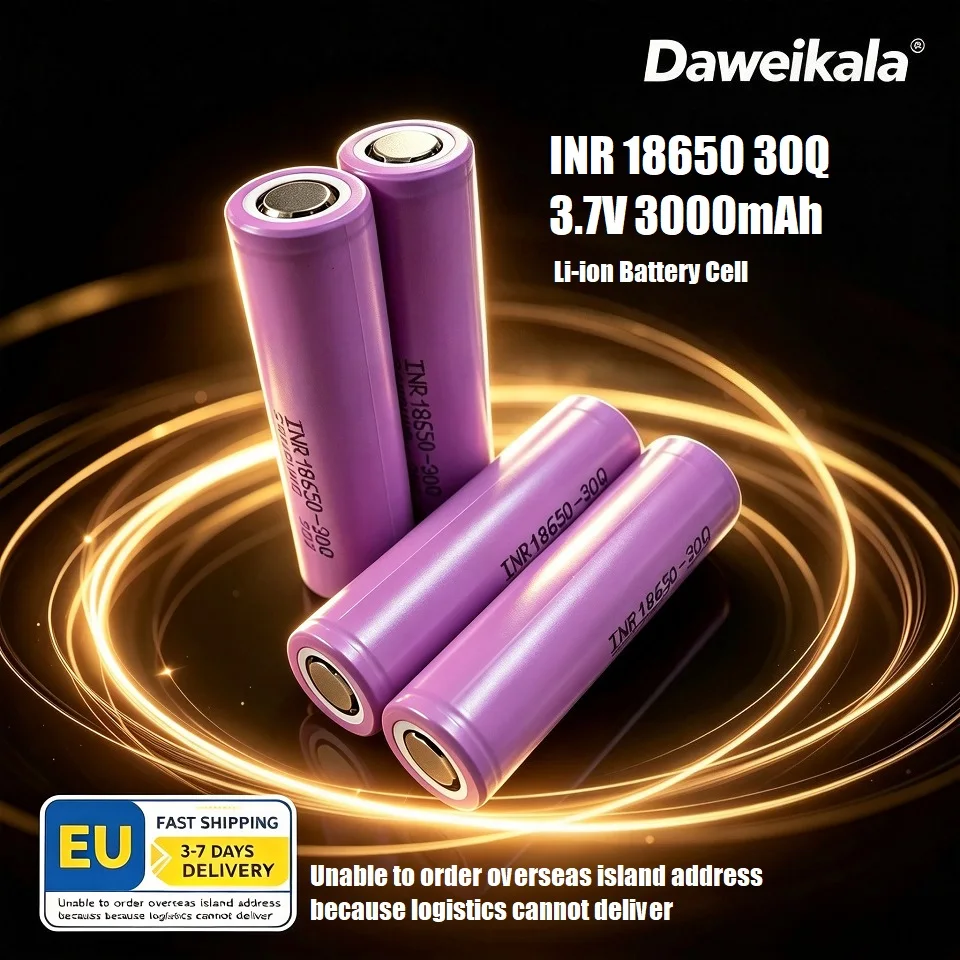 INR18650 30Q 3,7V 3000mAh Lithium-Ionen-Akkuzelle, 10er-Pack Wiederaufladbare 18650 Li-Ionen-Zellen für Taschenlampen, Powerbanks, Elektronische Geräte, EU-Lager 7 Tage Lieferzeit