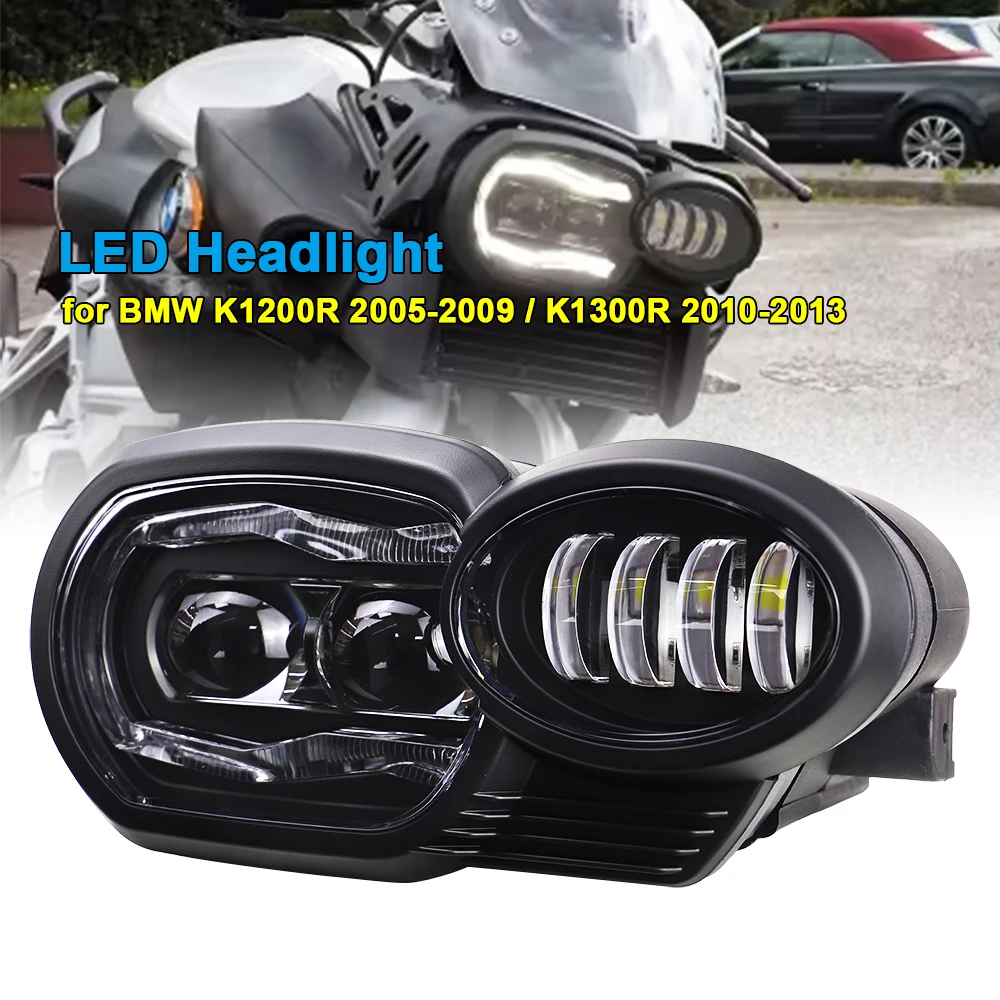 LED Headlight Hi/Low Beam with C-shaped Light for BMW K1200R 2005-2009 / K1300R 2010-2013