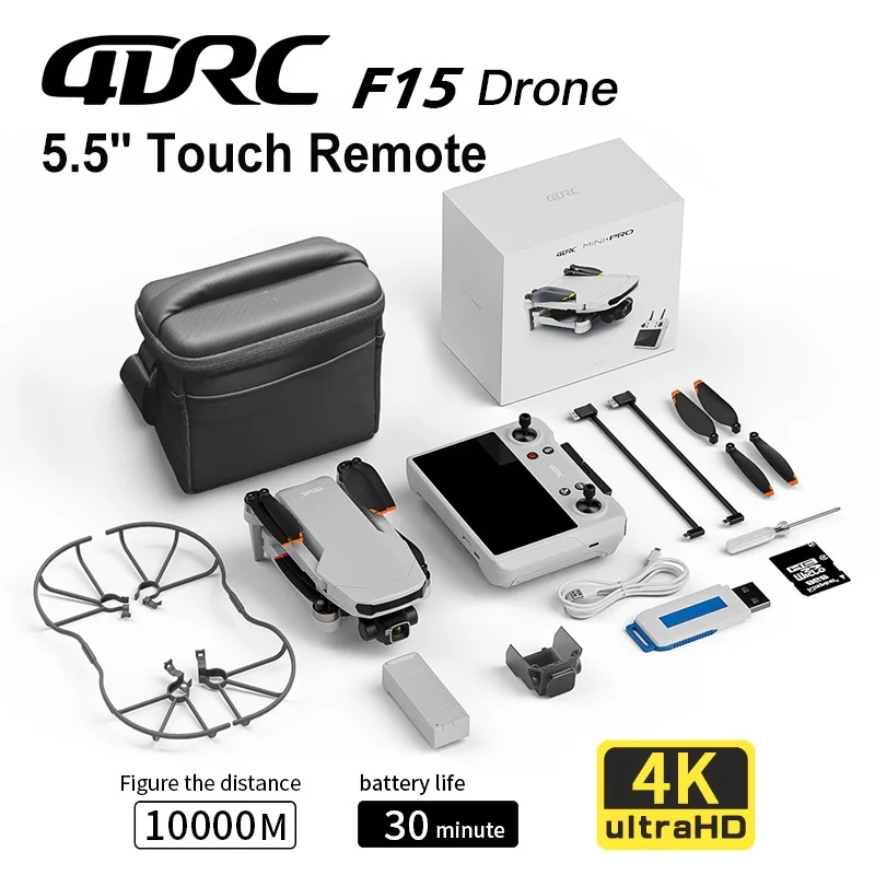 

New F15 Drone GPS Brushless Motor 8K HD Professional 5G WIFI Quadcopter 3-Axis Gimbal UAV 5.5 Inch Touch Screen RC Drone 4DRC