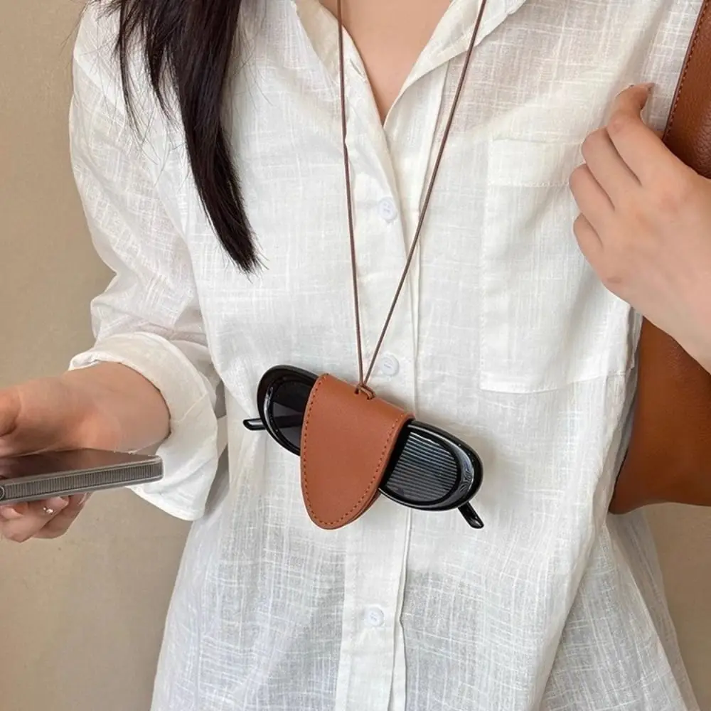 Torba do przechowywania okularów unisex wisiorek wisząca szyja skórzane okulary przeciwsłoneczne klips naszyjnik podróż na zewnątrz przenośne przechowywanie wisząca lina — zdjęcie 4