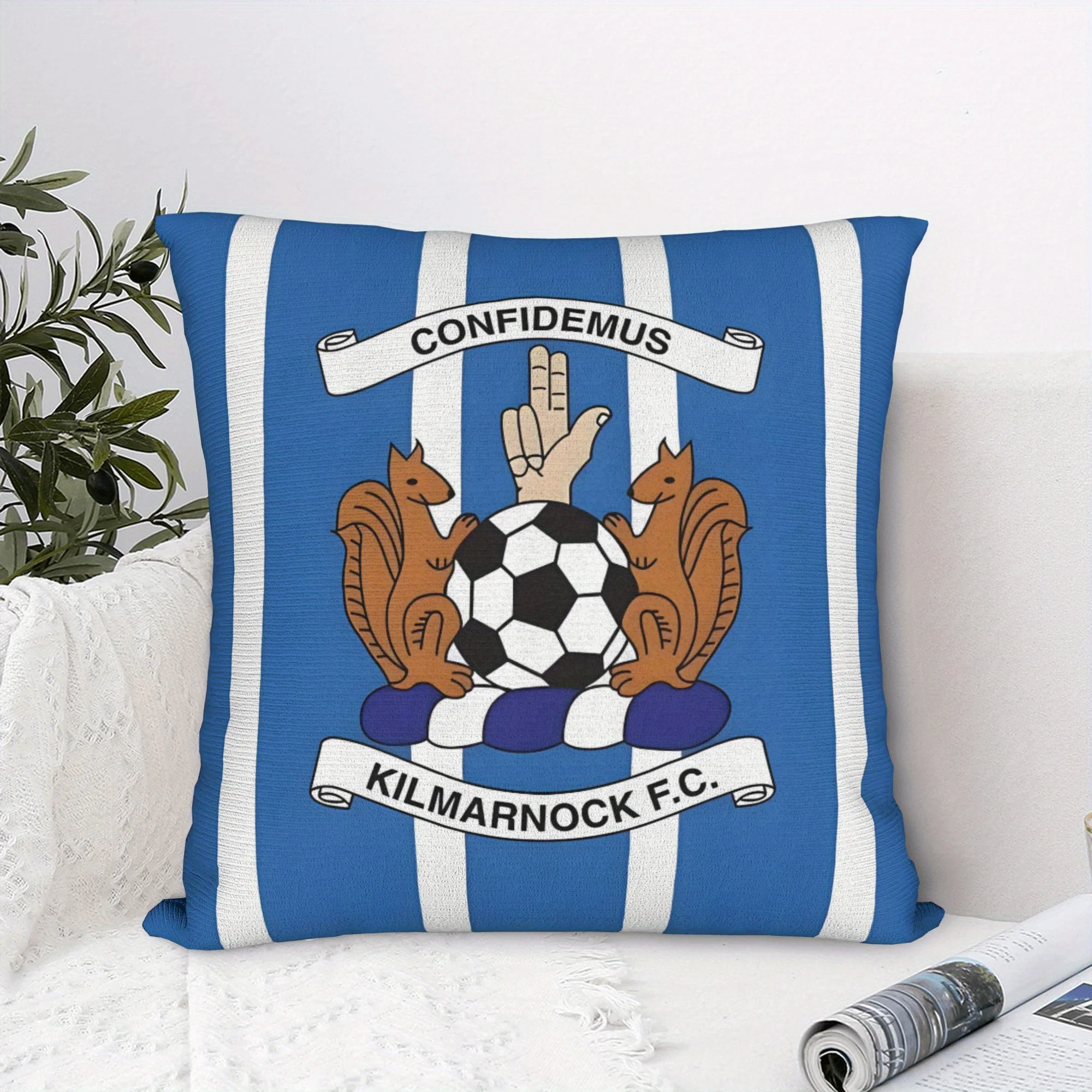 1pc Kilmarnock Crest Pillow Cover, Polyester 2D Double-Sided Print, Scottish Football Team Logo Art, Killie Fan Home Decor Gi