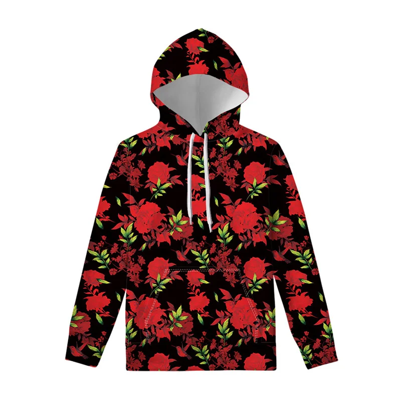 Retro Rose Flower 3D Printed Hoodie Men Women Harajuku Floral Pattern Pullover Swearshirts Streetwear Casual Hoodies Clothing