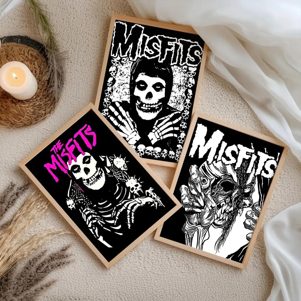 M-Misfits Band Poster Stickers Self-Adhesive Painting Mural Decor Wall Decals for Bedroom Living Room Home HD Gift