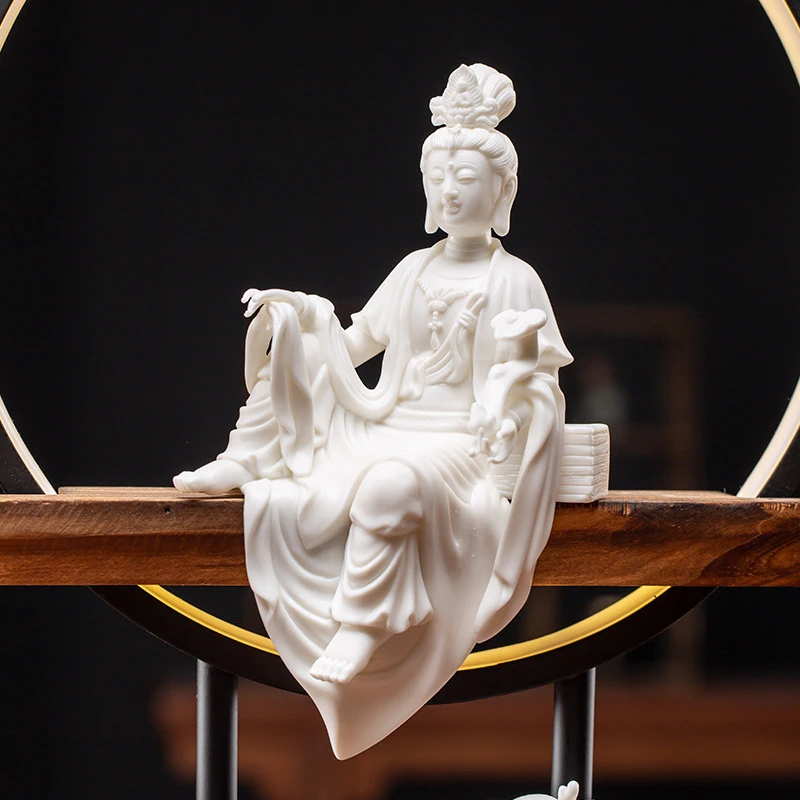 New Chinese-Style Decorative Items, Home Decor, Ceramic Guanyin Entrance Lamp, Zen-Inspired Ornaments, High-End Wellness Center