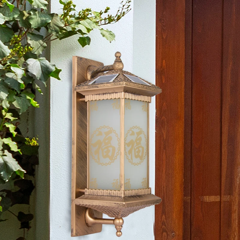 

OULALA Solar Wall Lamps Modern Chinese Outdoor Bronze Sconce Light LED Waterproof IP65 for Home Villa Porch Courtyard