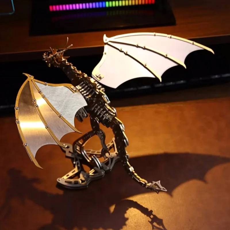 3D Metal Thunder Pterosaur Dragon Mechanisch Assemblagemodel Handgemaakt DIY Assembleerkit 3D Puzzel Speelgoed voor Volwassenen
