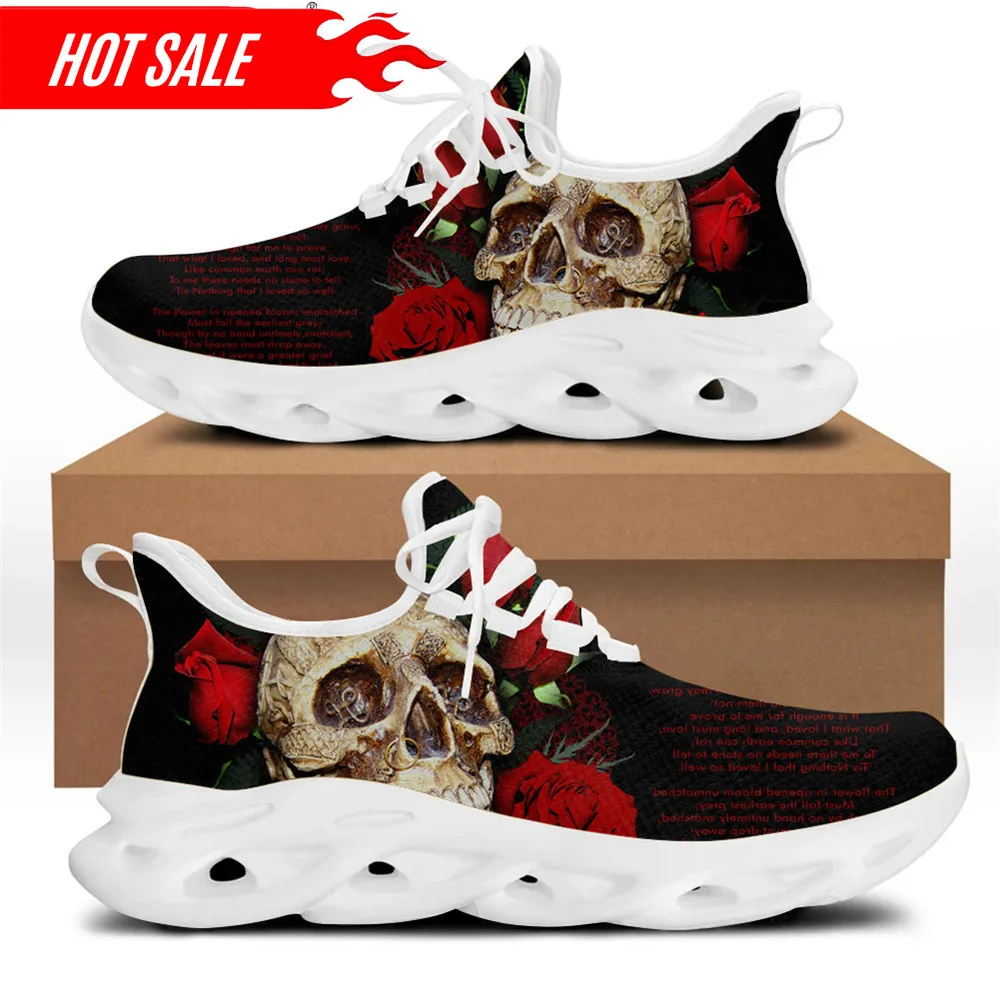 Women Sneakers Gothic Skull Rose Printing Flats Shoes Classic Quick Dry Summer/Autumn Ladies Comfort Casual Footwear