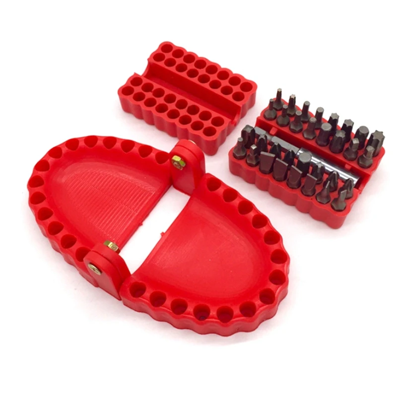 Denture Screwdriver Bit Organizer Holder With Magnetic Base,Drill Bit Holder With 32Pcs Bits And 1 Extension Socket