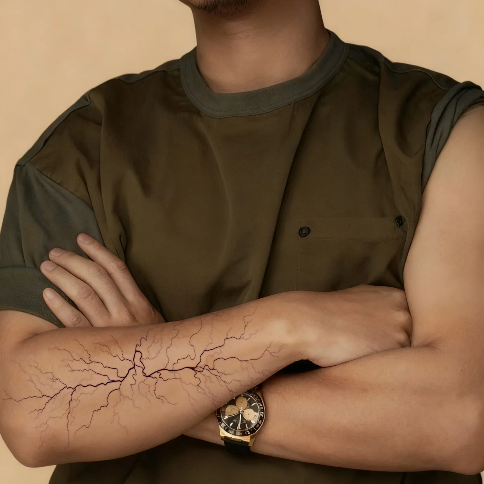 

1-листовая наклейка для татуировки на руку с черной молнией, водонепроницаемая прочная временная татуировка