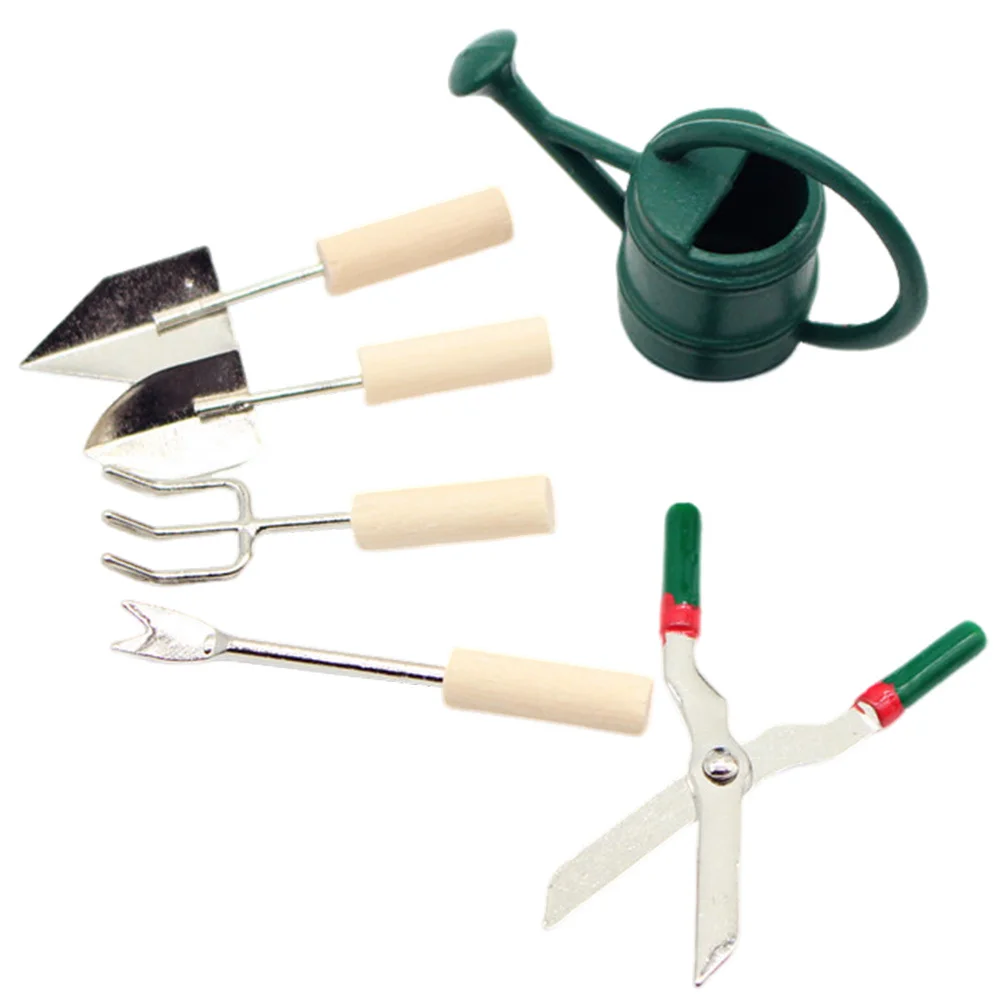 1 セットミニチュアガーデンツールセット丈夫で耐久性のあるミニハウスガーデニングアクセサリー小さなじょうろミニハウスガーデンツール