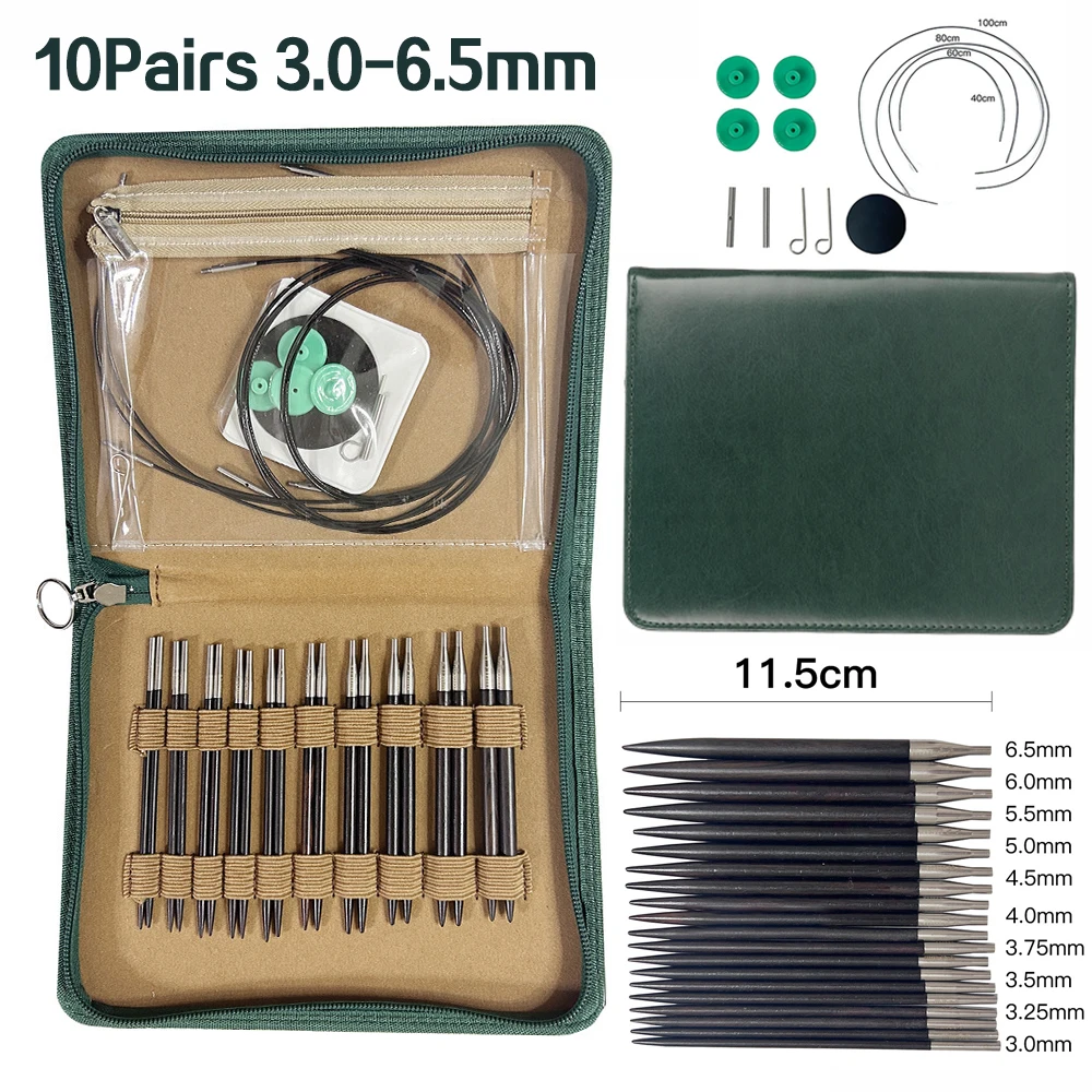 10-paires-30-65mm-bois-d'ebene-aiguilles-a-tricoter-circulaires-ensemble-115cm-interchangeable-amovible-crochet-pull-anneau-aiguille-kit