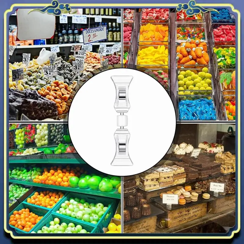 Portable 50 Pcs Double Sided Sign Clips Sign Display Mini Clip On Sign Holder Plastic Tag Clip