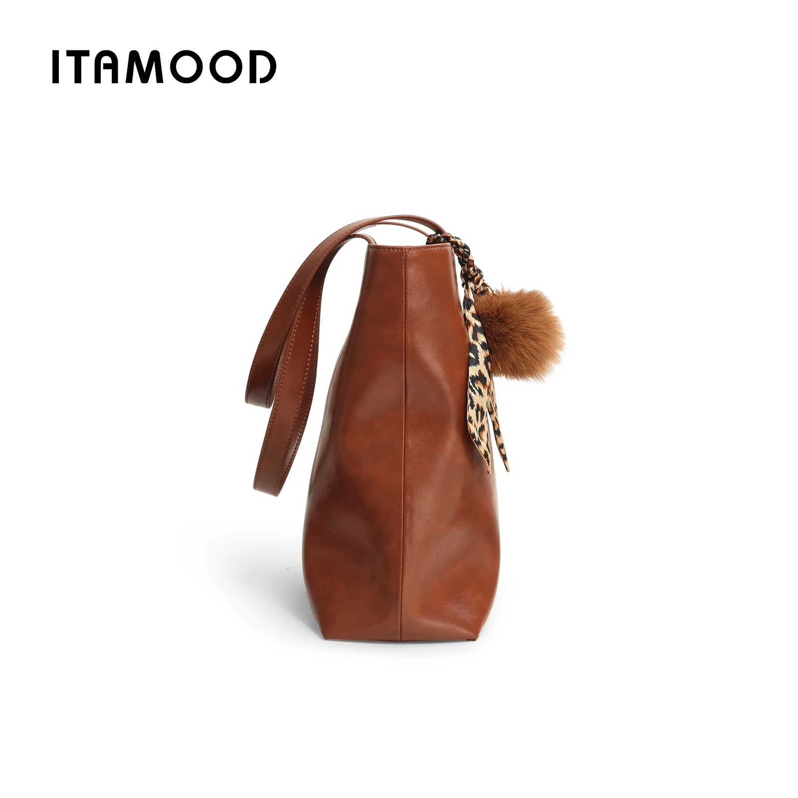 ITAMOOD Small Tote Bag Multifunctional Bucket Bag Retro Luxury Handbag Fashionable Shoulder Bag with Cute Pendant Decoration