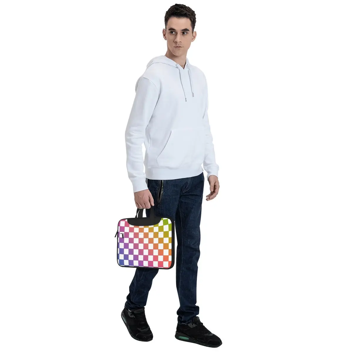 Checkered Rainbow 2 Laptop Bag Shockproof Case Computer Bag 13 14 15.6 Inch Crossbody Notebook Pouch For Macbook Pro Air