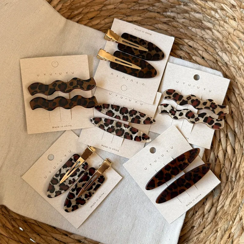 Exquisite Leopard Print Duckbill Clips,Bangs & Broken Hair Barrettes, Elegant Korean Vintage Fringe Hairpins for Women