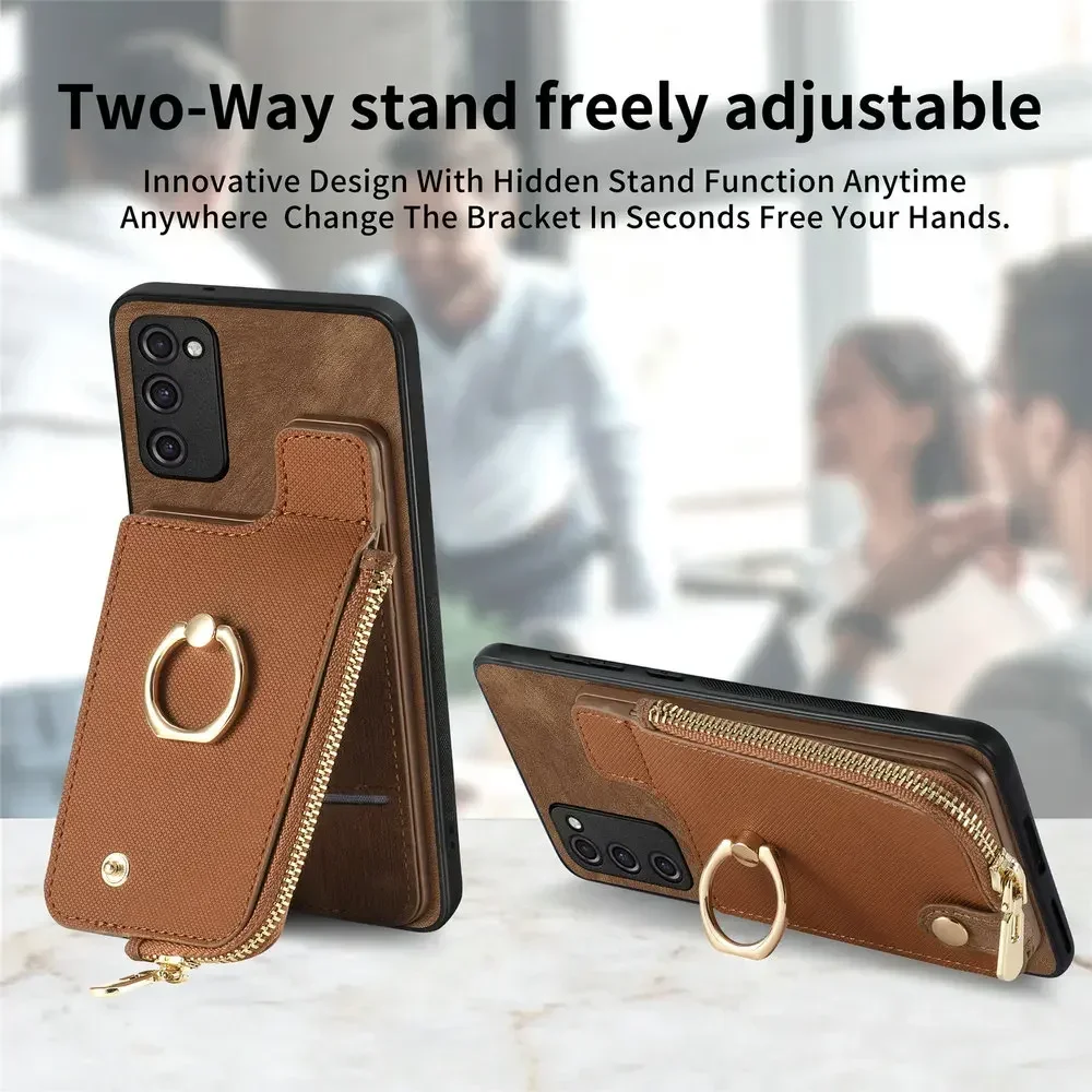 

New Style Zipper Wallet Card Book Case for Samsung Galaxy S20 FE S 20 Note 20 Ultra 10 Plus S10 E S9 S8 S 9 S10e Note10 Note20 B