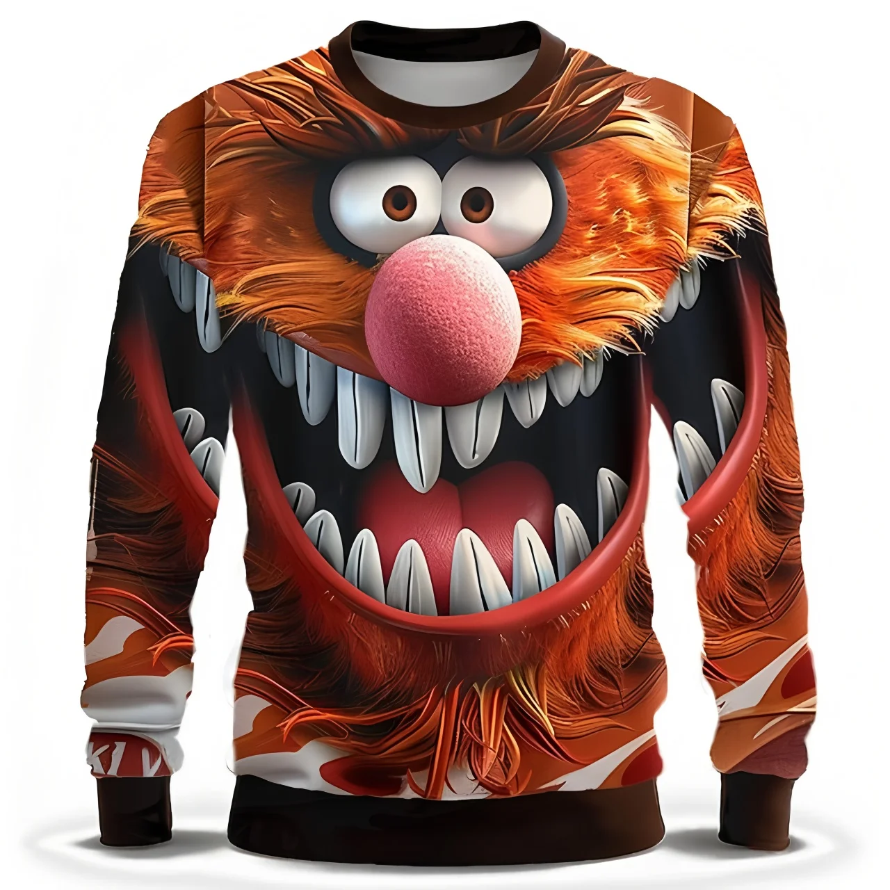 

Trendy street men's clothing casual versatile fashion 3D printed cartoon pattern long sleeved round neck sweatshirts top for men