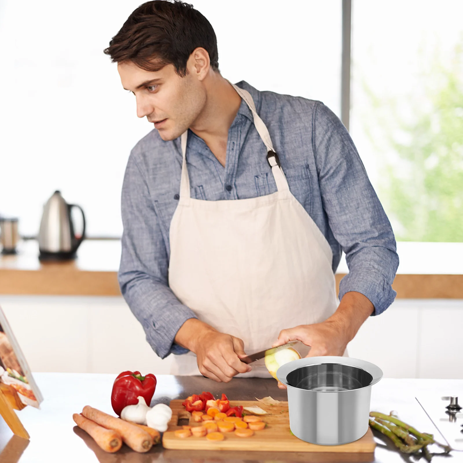 حوض زيت من الفولاذ المقاوم للصدأ 2.5 لتر حاوية زيت منزلية لتخزين المطبخ وعاء خلط خزان الشحوم شحم الخنزير الزيتون