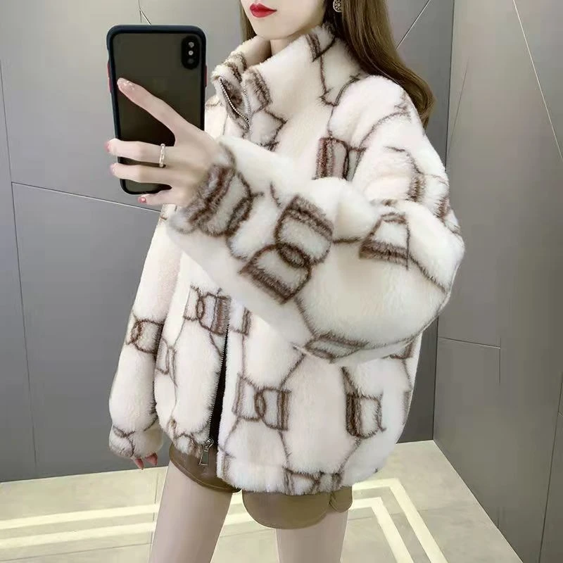 Lamb Coat Women\'s Outwear 2023 New Autumn Winter Korean Padded Cotton Jacket Female Overcoat Fashion Loose Warm Cardigan Coat