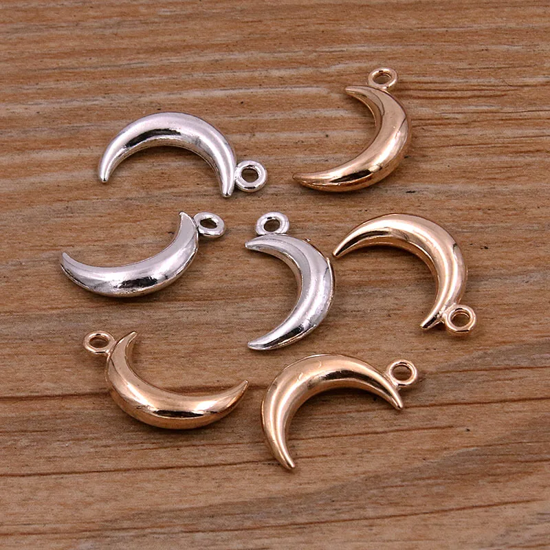 20PCS 9*18mm 2 Color Light Board Moon Charms Natural Pendant Metal Alloy DIY Necklace Bracelet Earrings Handwork Marking