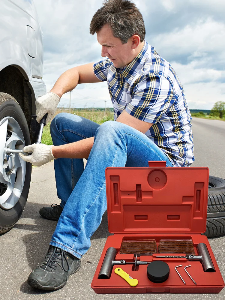 

Комплект для ремонта шин, комплект для ремонта шин, 37 шт., съемник инструментов для колес, портативные аксессуары для грузовиков, косилок, велосипедов, газонов, мотоциклов