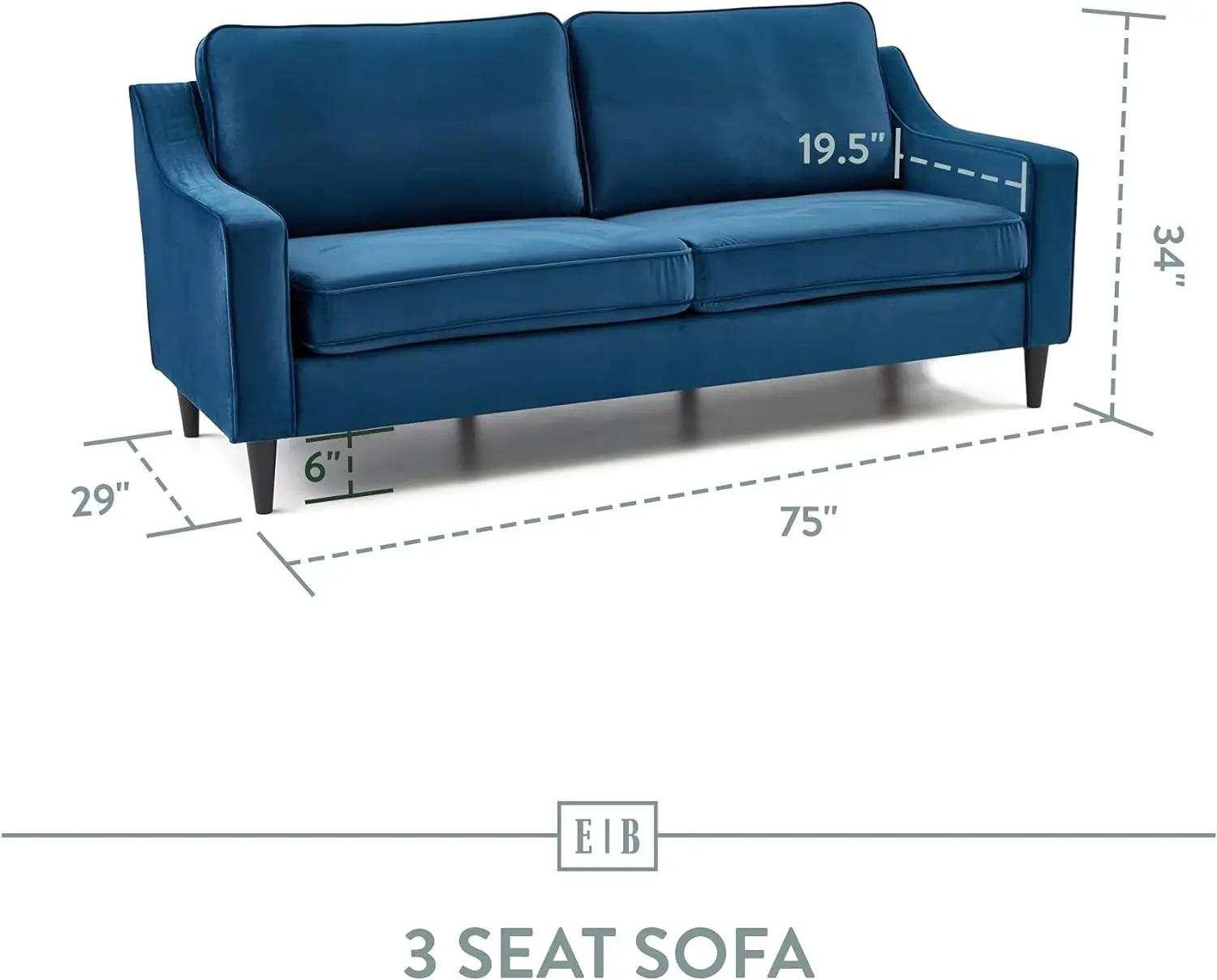 Jeren-sofá tapizado para sala de estar, mueble pequeño de terciopelo azul, asientos en T