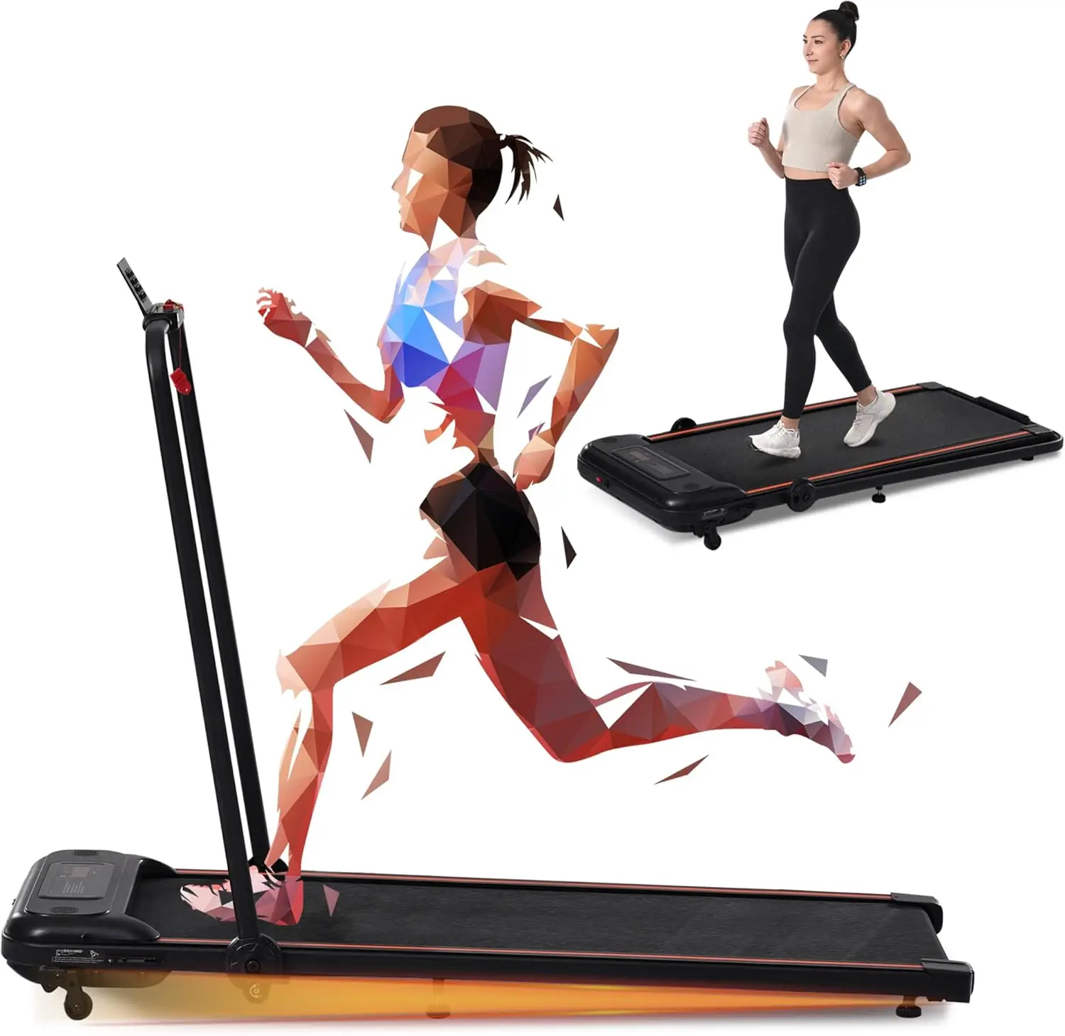 Treadmill, Walking Pad with Handle Bar, 3 in 1 Foldable Under Desk Treadmill with Incline for Home, 300 lbs Weight Capacity