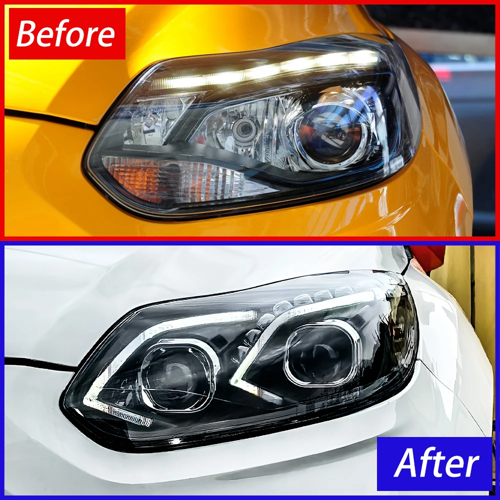 Car Front Lamps For Ford Focus 2012-2014 LED Auto Headlights Assembly Upgrade Benz E Style Dynamic 2 Projector Lens Accessories