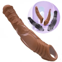 New Penis Sleeve Extender Sex Toys for Men Reusable Condom Male Penis Enlarger Sleeve Cock Rings Delay Ejaculation Sex Shop