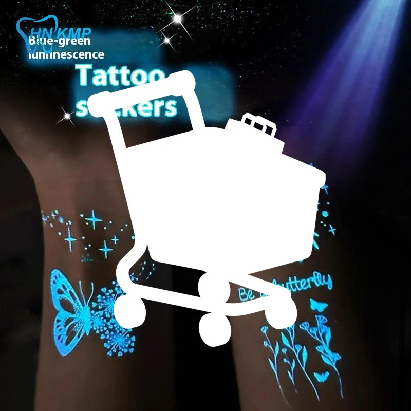 

6 шт., синяя светящаяся водостойкая временная татуировка-наклейка, линия звезды, бабочки, флэш-тату для женщин и мужчин, рука, боди-арт, поддельные татуировки
