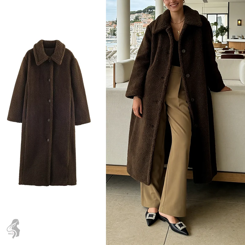 

Womens Long Notched Lapel Coat Single Breasted Loose Fit Warm Casual Commuter Jacket For Autumn And Winter Women Winter Coats