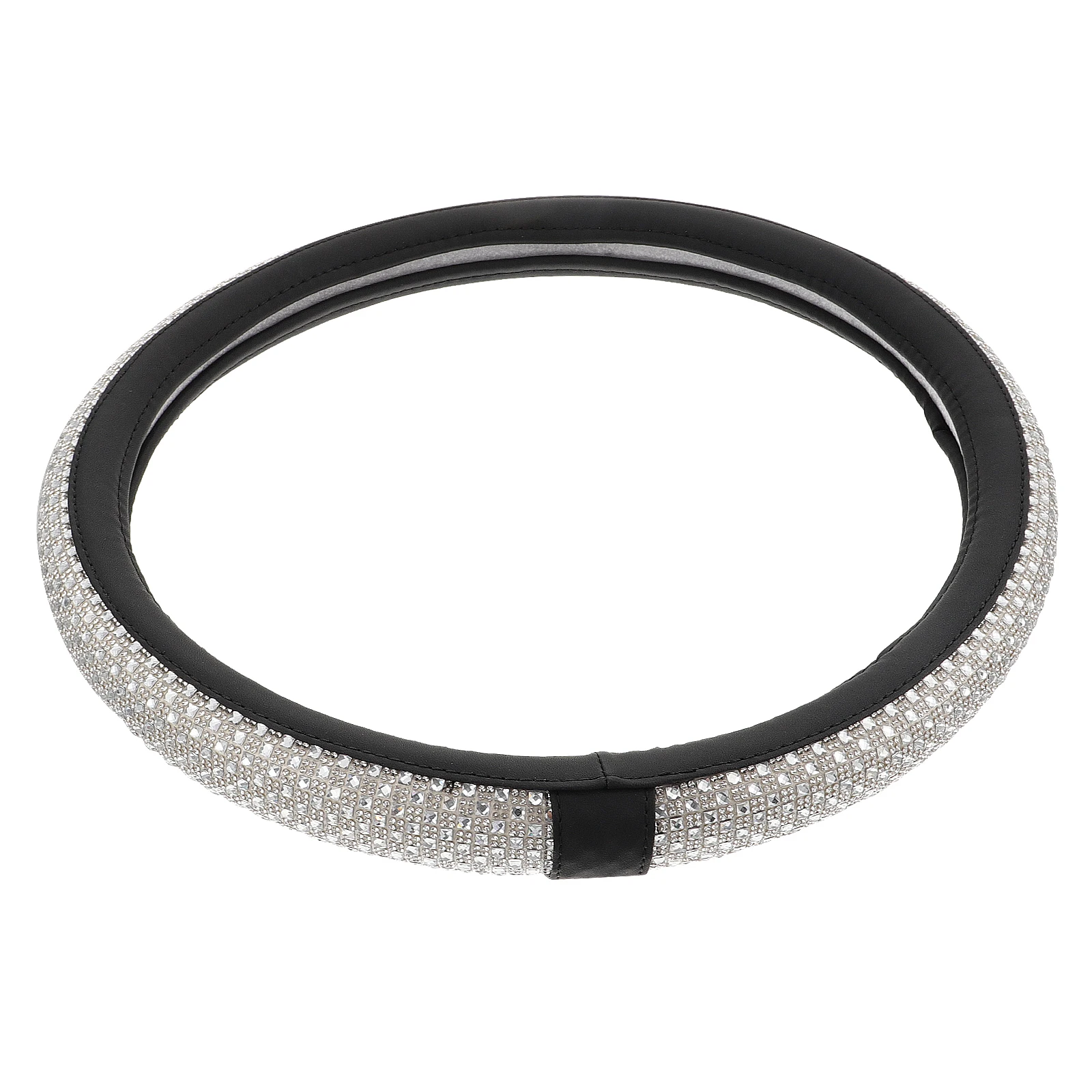 

Ice Silk Steering Wheel Cover Anti Slip Rhinestone Protector Fashion Creative Cooling Summer Car Interior Silver Easy Install