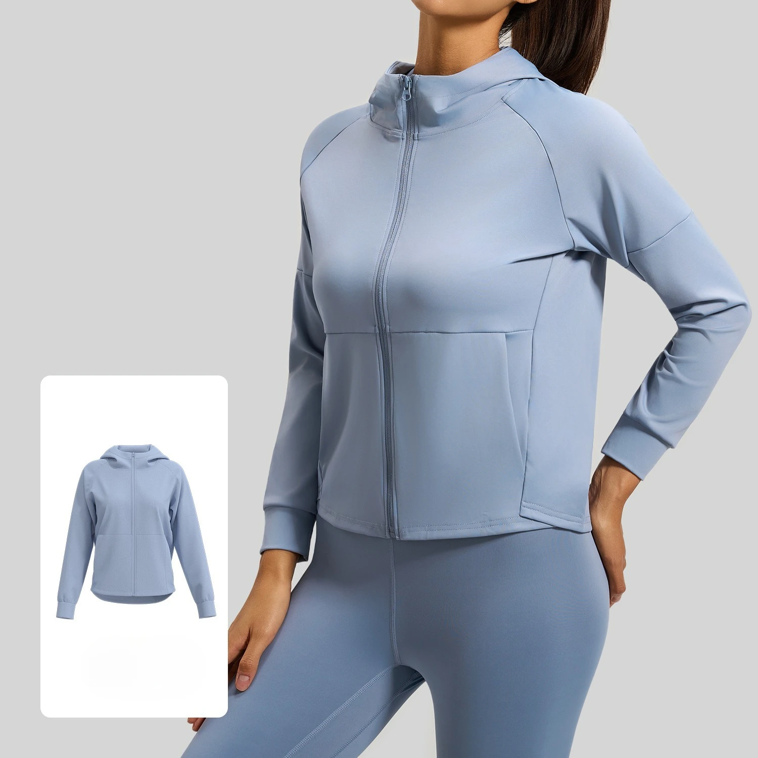 Autumn Spring Women Sport Jacket Zipper Loose Yoga Sports Hoodies Long Sleeves Running Jacket Gym Workout Hooded Tops Sweatshirt