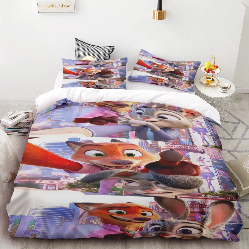 

Judy Hopps Nick Wilde Duvet Cover Set Cartoon best gifts boys girls Soft and comfortable Twin Full Queen King Size comfortable