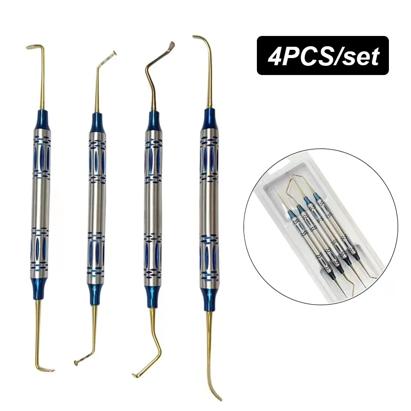 4PCS Complete Maxillary Sinus Lift Surgical Kit Implant Bone Elevating Curette Instruments Stainless Steel Oral Surgery Tools