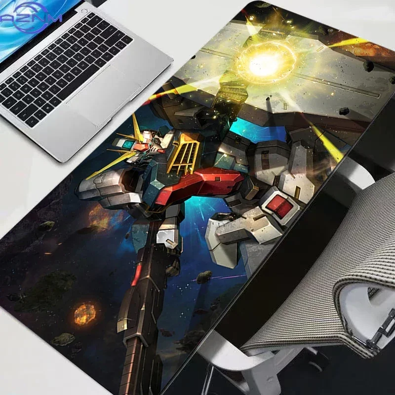 Dark Red Neon Glow Sci-Fi Anime Mecha Robot Battle Mouse Pad, Rubber Non-Slip Base, Smooth Fabric Gaming Desk Mat for Desktop Ga