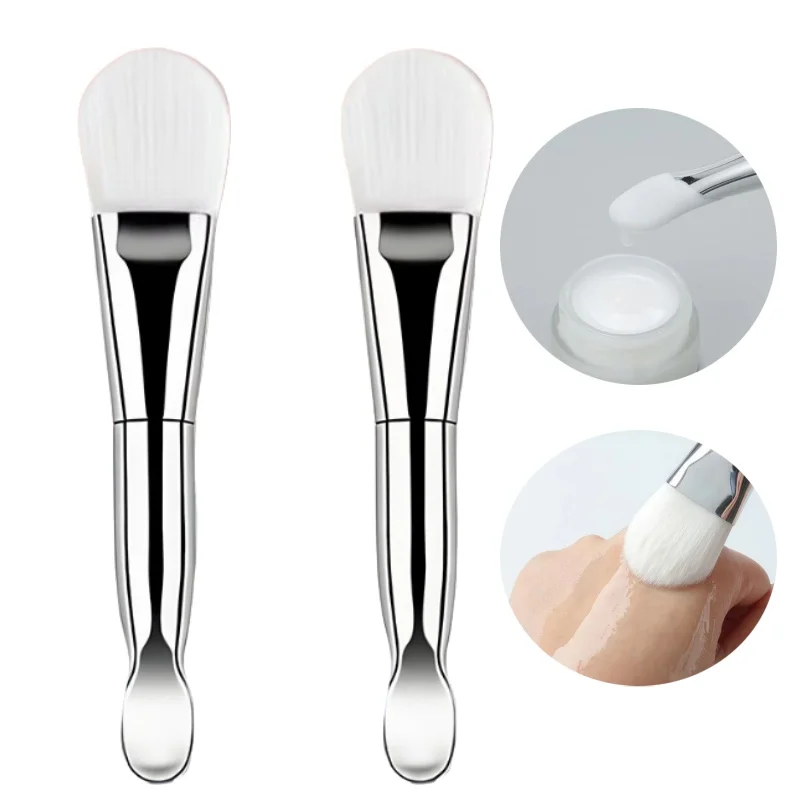 Brosse de maquillage à Double extrémité avec cuillère, cheveux plats et doux, applicateur de masque Facial, nettoyage du visage, soins de la peau, outil de beauté