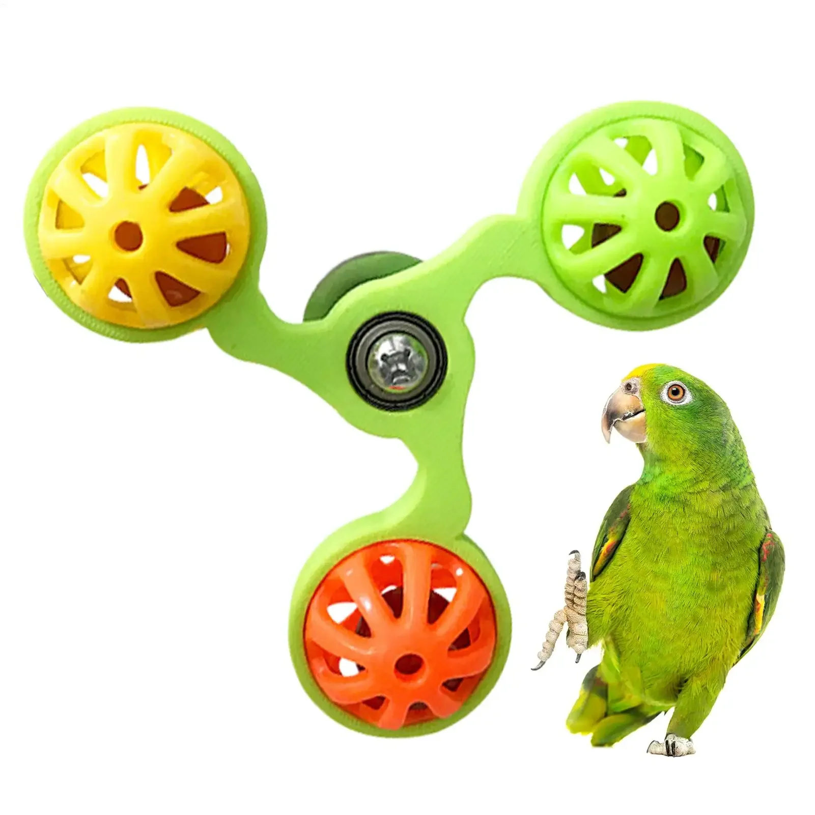 Rotating Windmill Bird Toy with 3 Bells Fun Enrichment Cage Toy for Parakeets Conures Chewing Playing Toy for Cockatiel Lovebird