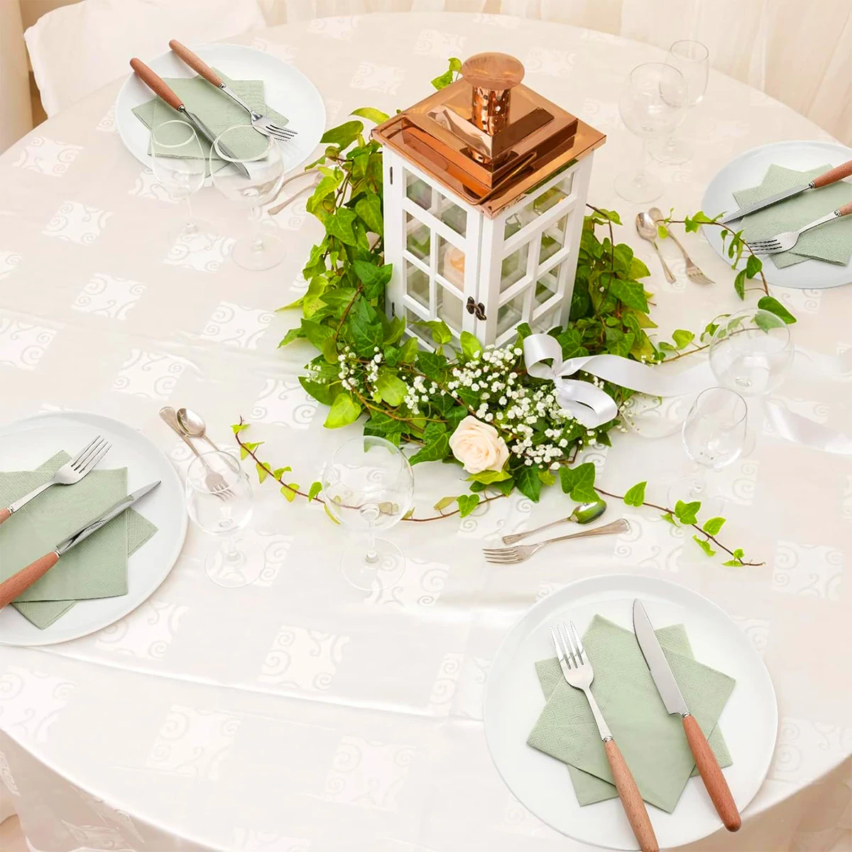 20  Pieces Pure Colour Sage Green Disposable Paper Towel 25*25cm Party Tableware Supplies Banquet Table Ceremony Decoration